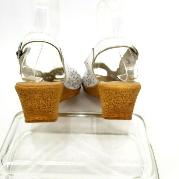 Spring Step Sandals White Wedge Slingback Size 8 - Picture 3 of 9